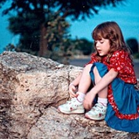 My daughter Hannah at Camp Bluegrass circa 1990.