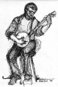 Uncle Calvin’s Coffee House with Texas Shorty. Someone drew it and gave it to me at the gig.