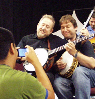 Jens Kruger and I practicing some unnatural banjo. Not that there's anything wrong with that.