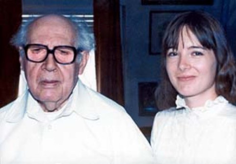 My wife Leigh with Segovia at his home in Madrid, 1982. Segovia is holding his hat…