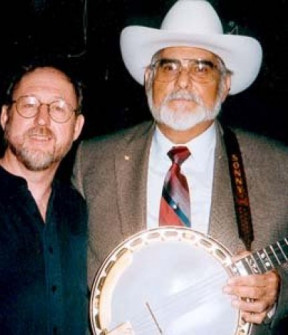Backstage at the Opry with Sonny Osborne. Sonny is the one with the hat… A hatless Bobby Hicks took the photo. He did have a beer in one hand though.
